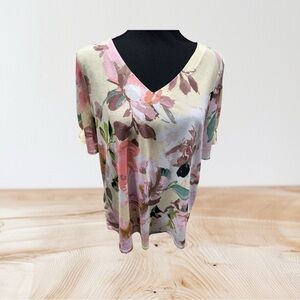 New - Sew In Love Yellow Floral Short Sleeve Blouse - Size S